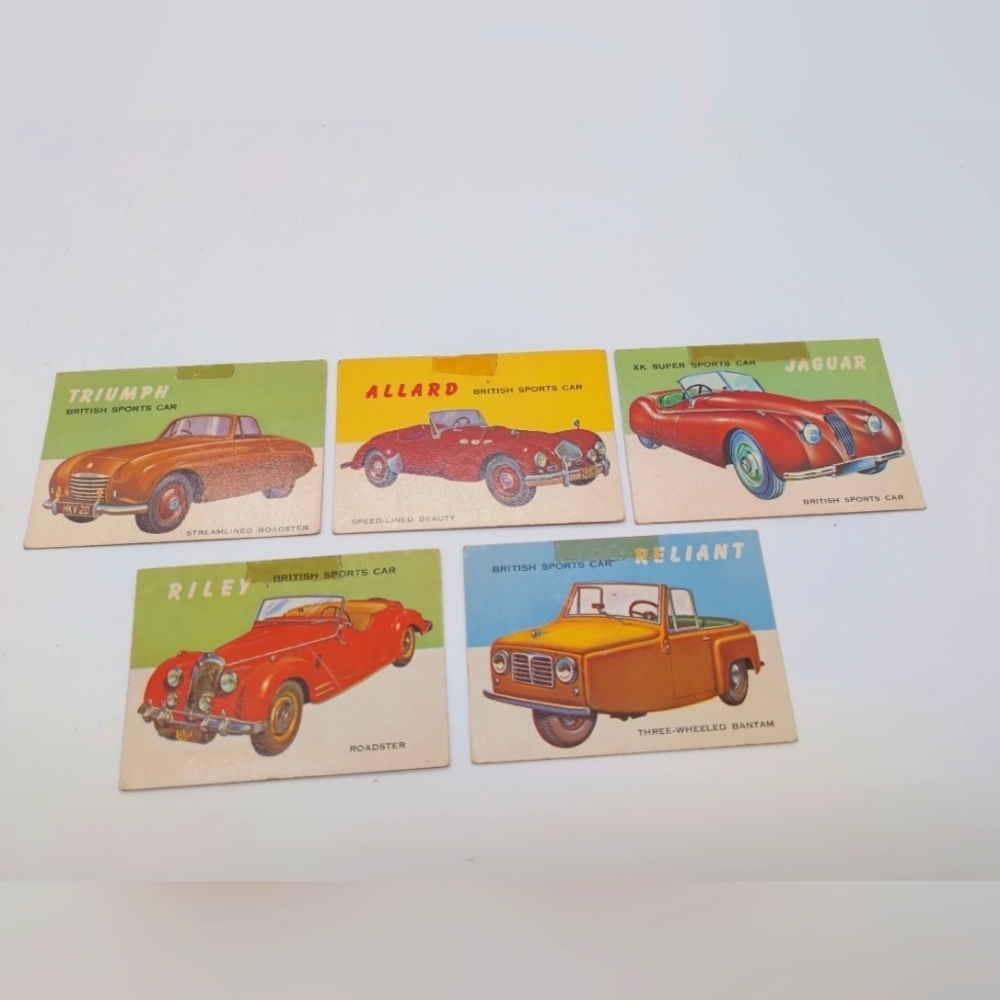 1954 Topps Car Cards British Sports Triumph Allard Riley Reliant Jaguar XK